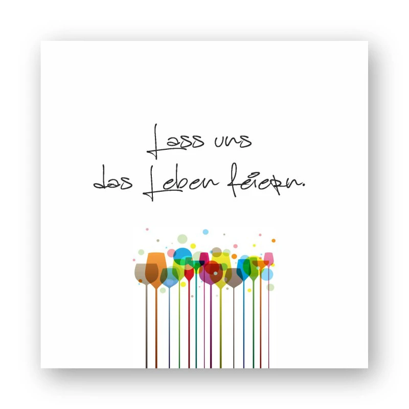 Holzbild "das Leben feiern" bunte Gläser
