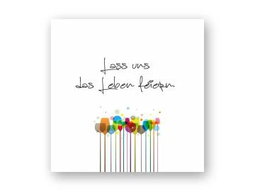 Holzbild "das Leben feiern" bunte Gläser
