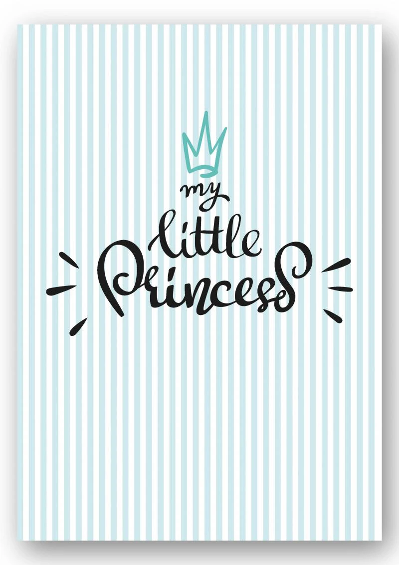 Wandbild "my little princess" stripes türkis