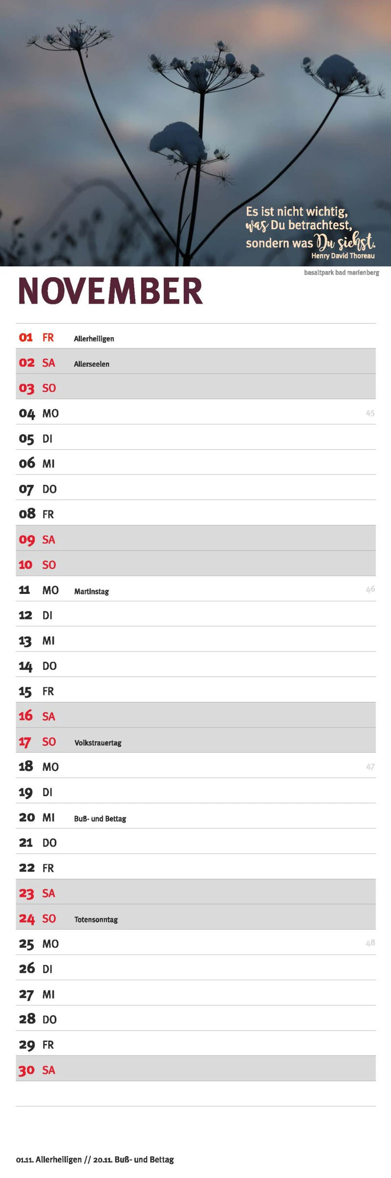 Westerwald Streifenkalender - 02
